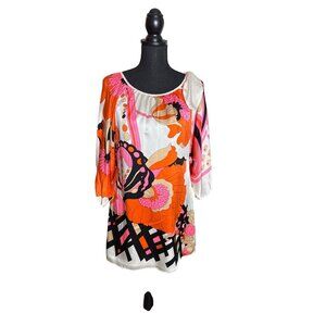 Voom by Joy Han Women's Bold and Colorful Silk Cold Shoulder Dress Size XS